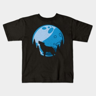 Wolf Moon Wolves Kids T-Shirt